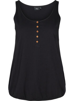 Top with a round neckline and buttons, Black, Packshot image number 0