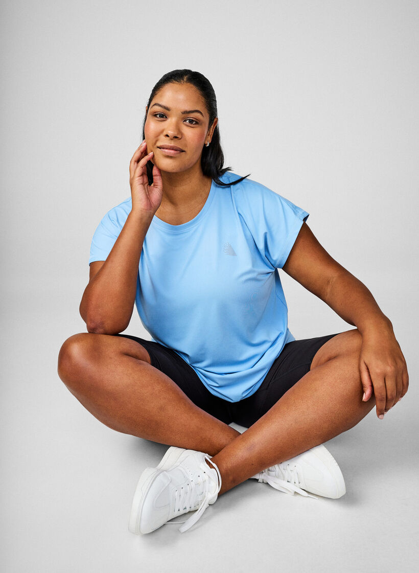 Solid-coloured workout T-shirt, Blue, Image image number 0