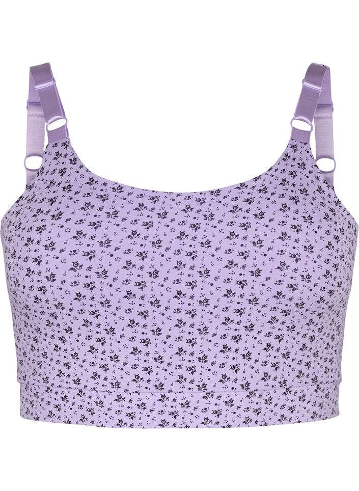 2-pack cotton bra top with adjustable straps, Purple Rose/Black, Packshot image number 2