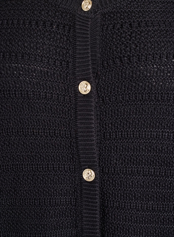 Cardigan with textured knit and decorative buttons, Black, Packshot image number 2