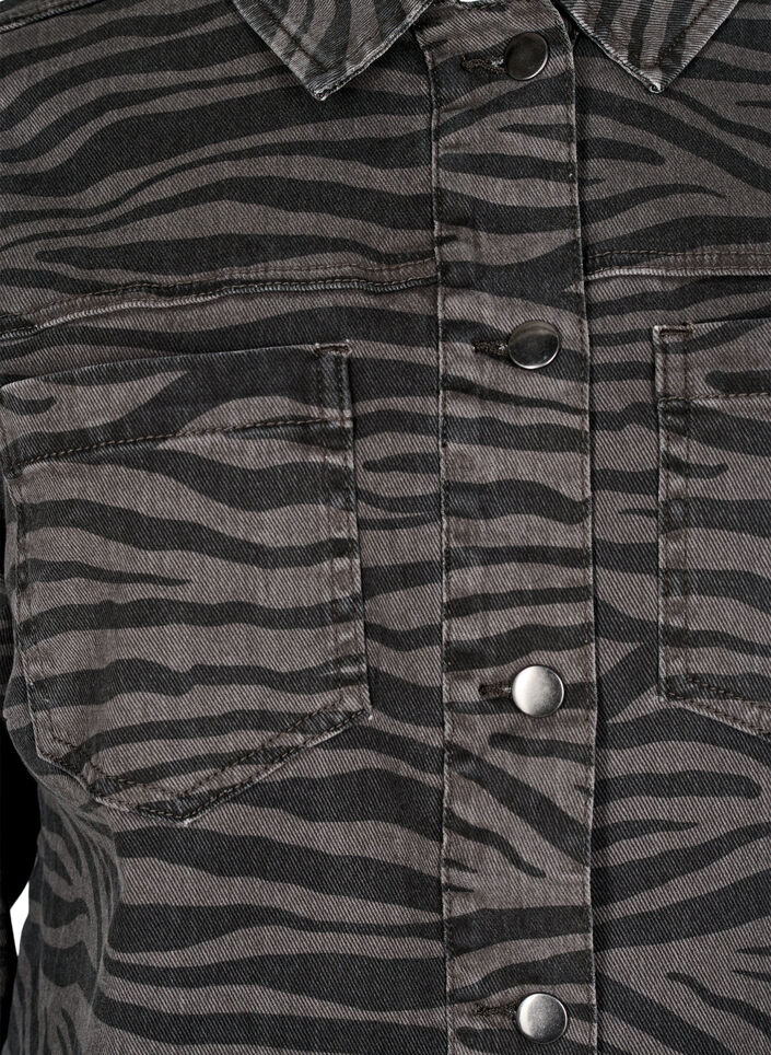 Leopard print denim shirt with buttons, Black, Packshot image number 2