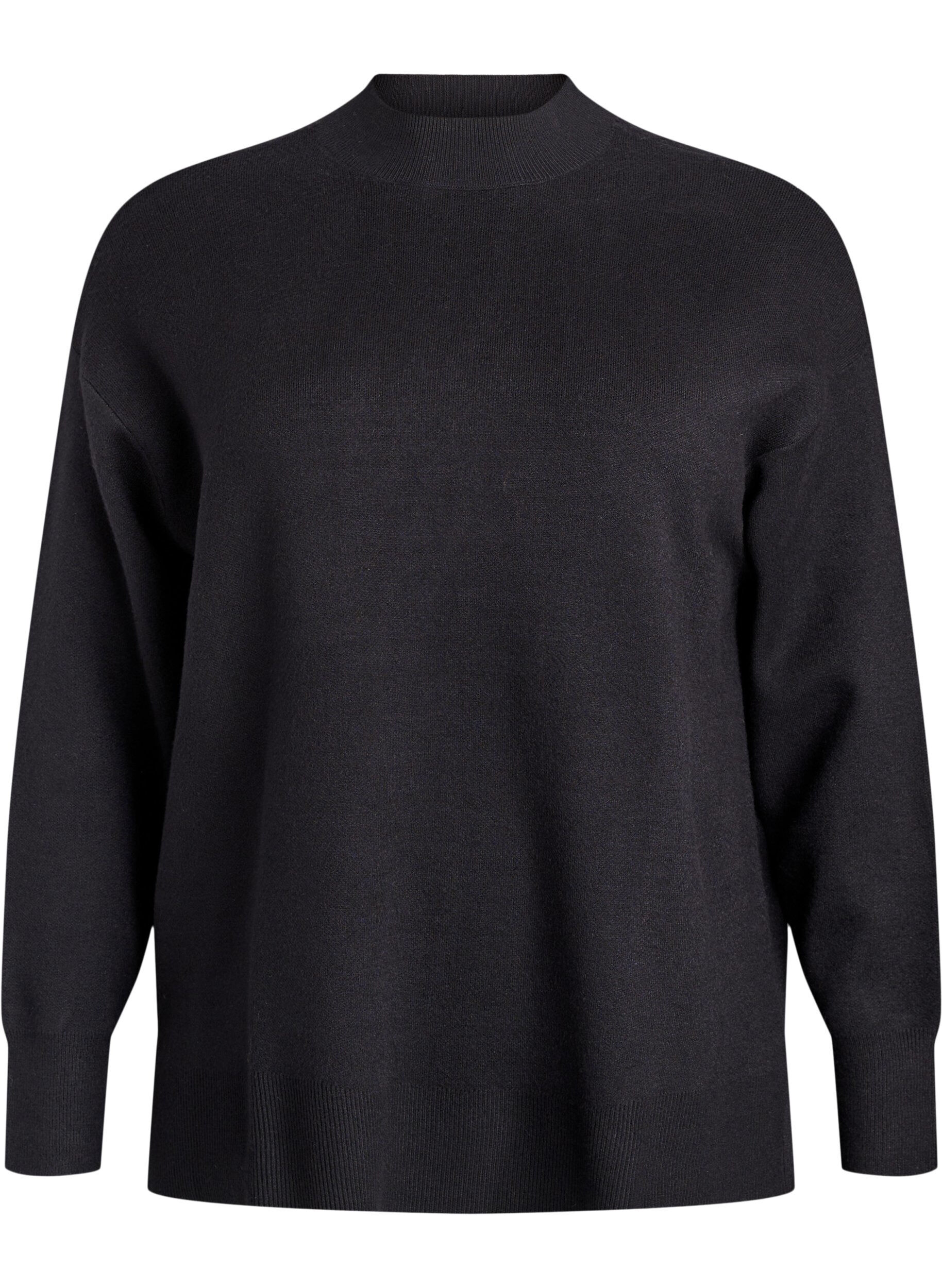 Knit blouse with high neck