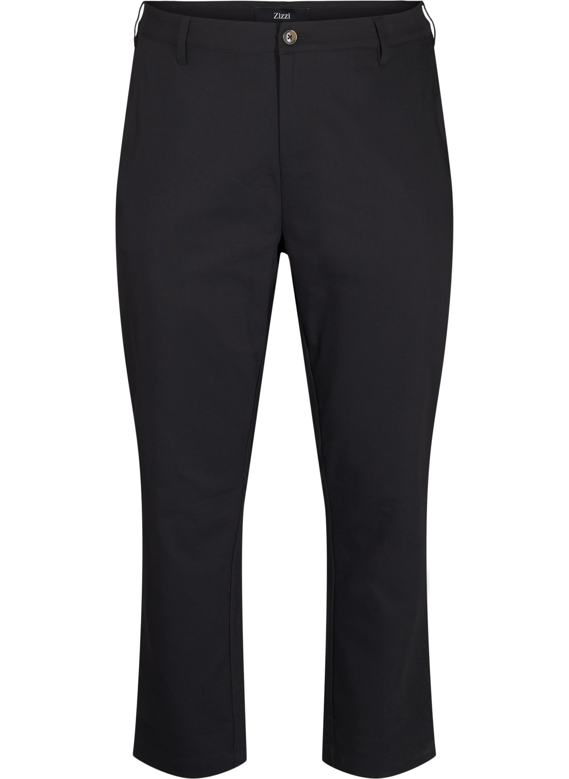 Zizzifashion High-waisted trousers with straight legs, Black, Packshot image number 0