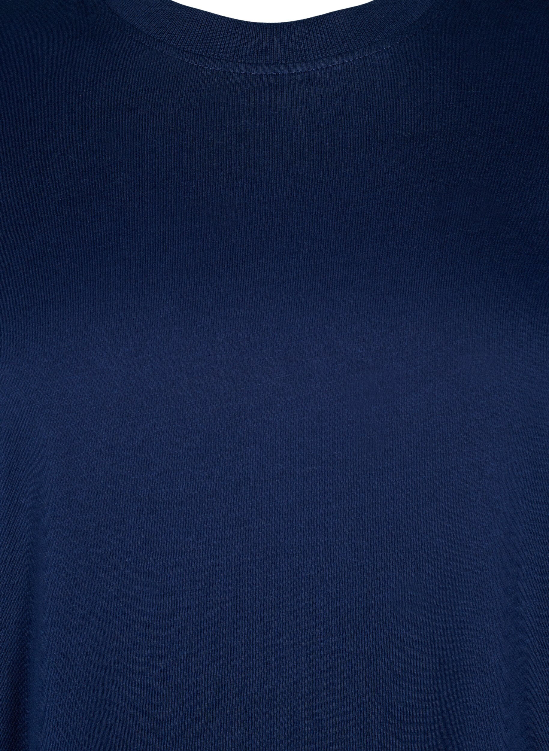 Zizzifashion Basic cotton T-shirt with round neck, Blue, Packshot image number 2