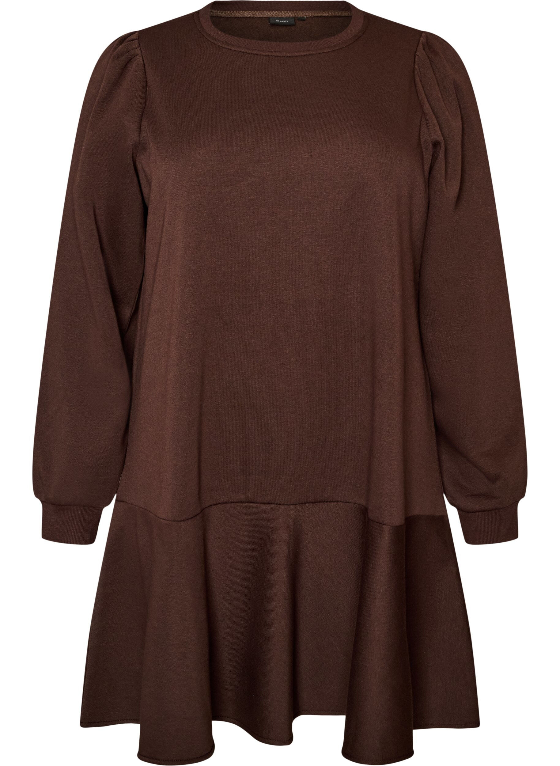 ZizzifashionSweatshirt dress with ruffle layers and A-line shape, Brown, Packshot image number 0