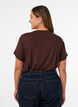 Viscose T-shirt with rhinestones, Brown, Model image number 2