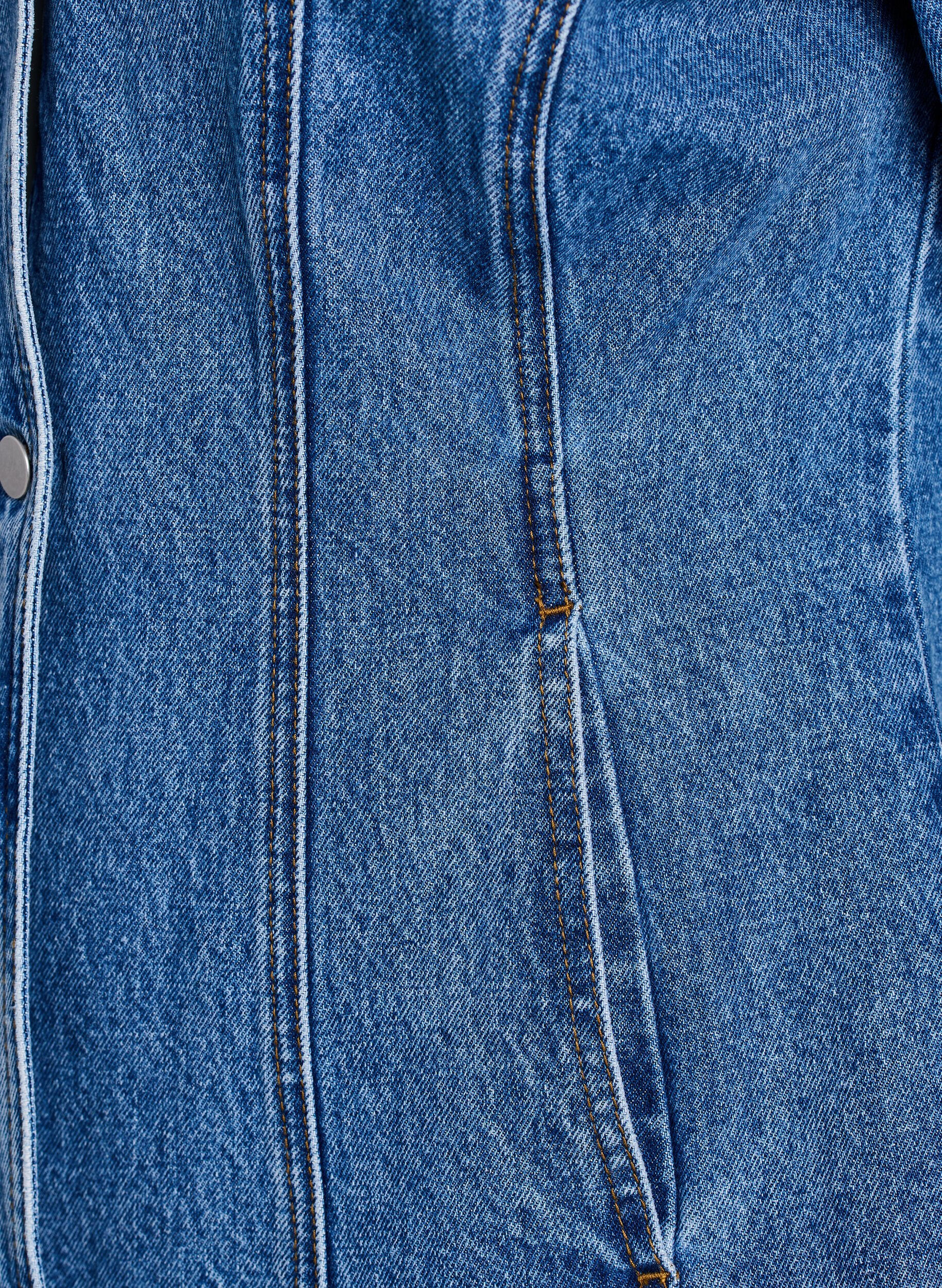 Zizzifashion Denim jacket with shaping seams and a V-neck, Blue, Packshot image number 3