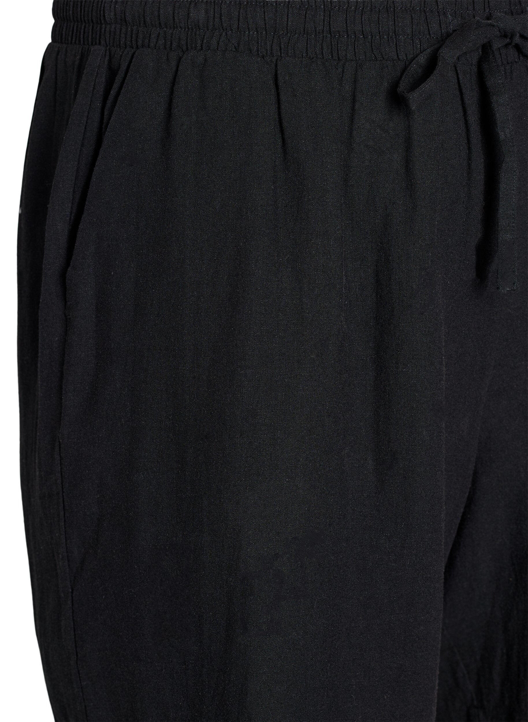 Zizzifashion Loose shorts in linen and viscose, Black, Packshot image number 2