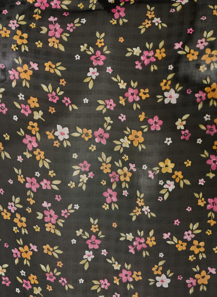 Blouse with floral print and V-neck, Black, Packshot image number 2