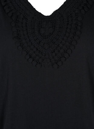 V-neck top with lace details, Black, Packshot image number 2