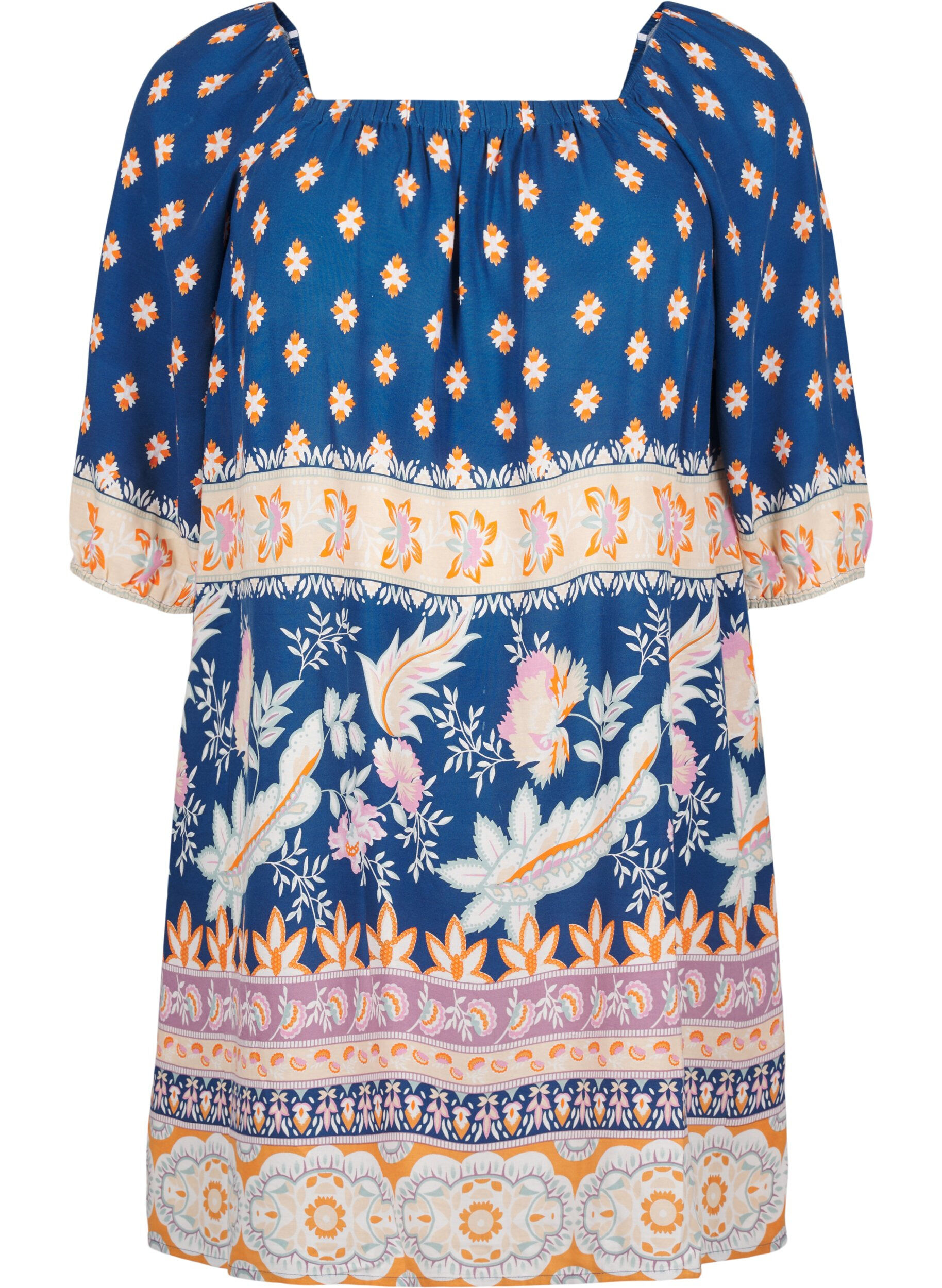 Beach dress in viscose with print