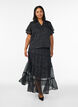 Long A-line chiffon skirt with polka dots, Black, Model image number 0