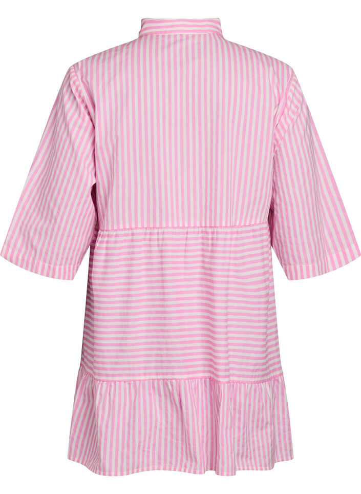 Striped tunic with 3/4 sleeves and an A-line shape, Pink, Packshot image number 1