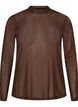 Fitted mesh blouse with long sleeves, Brown, Packshot image number 0