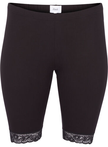 Shorts with a lace trim, Black, Packshot image number 0