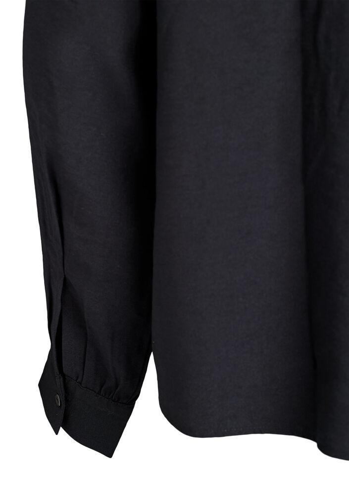 Shirt blouse with button detail at the back, Black, Packshot image number 3