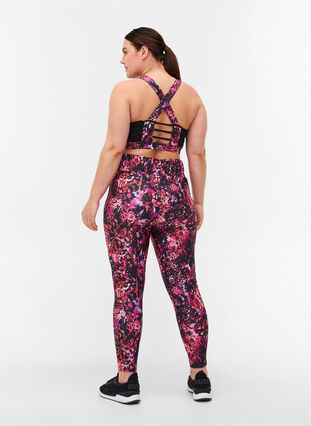 Printed, 7/8-length exercise tights, Multi Pink, Model image number 1