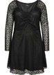 Lace dress with trumpet sleeves and an A-line shape, Black, Packshot image number 0