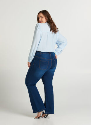 Bootcut Ellen jeans with a high waist, Blue denim, Model image number 0