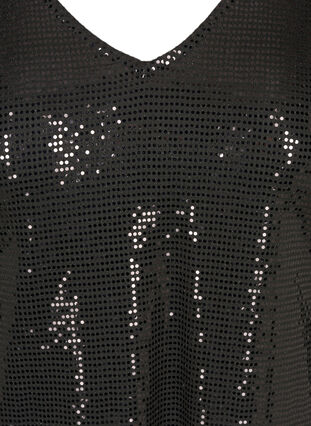 Sequined blouse with 3/4 length sleeves, Black, Packshot image number 3