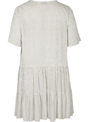 Short-sleeved dress with stripes and buttons, White Stripe, Packshot image number 1