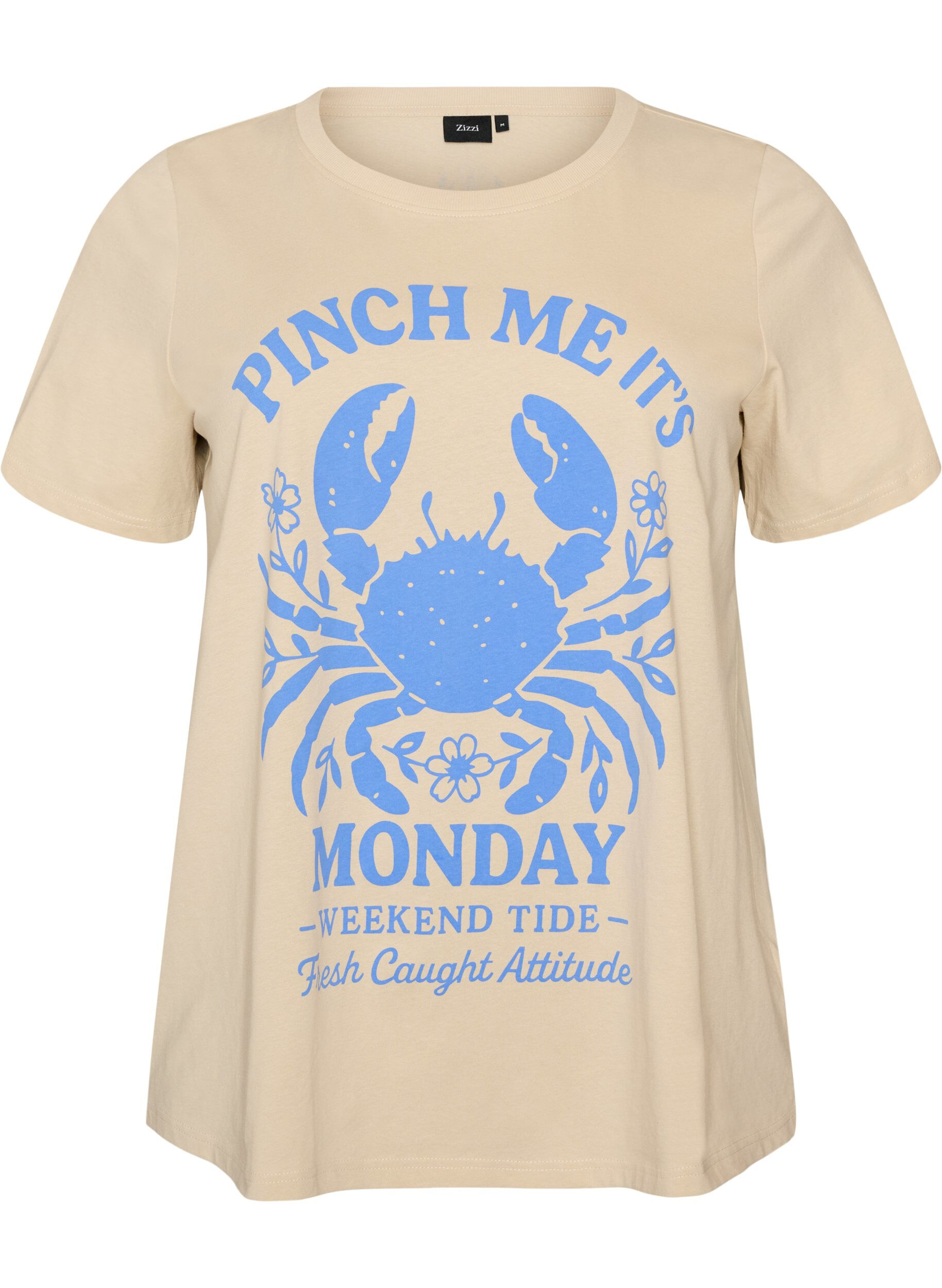 Zizzifashion Cotton T-shirt with print, Beige, Packshot image number 0