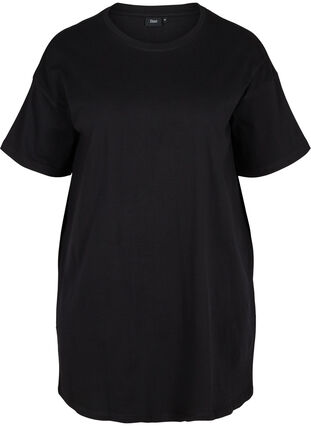 Long, short-sleeved T-shirt in cotton, Black, Packshot image number 0