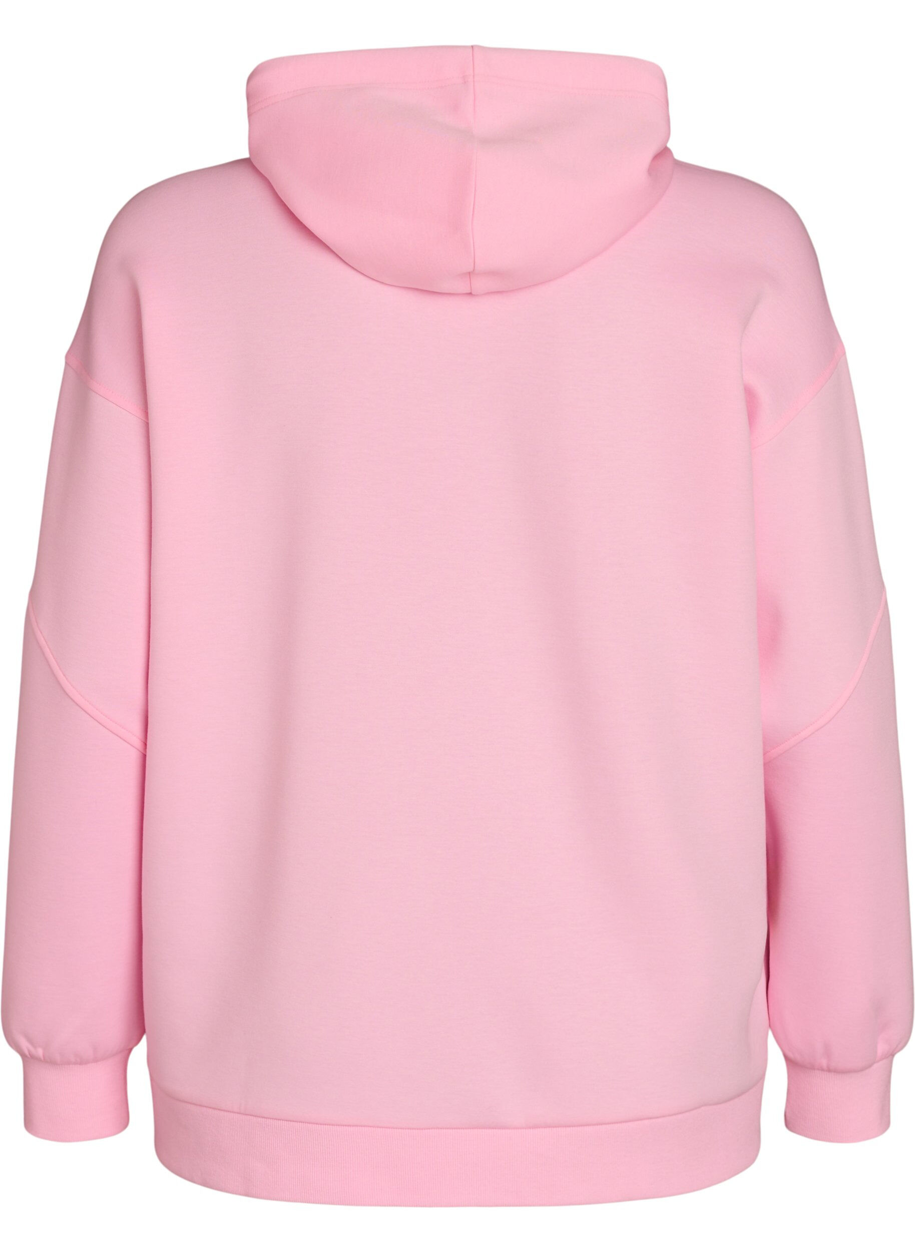 Zizzifashion Sporty scuba hoodie with decorative stitching, Pink, Packshot image number 1