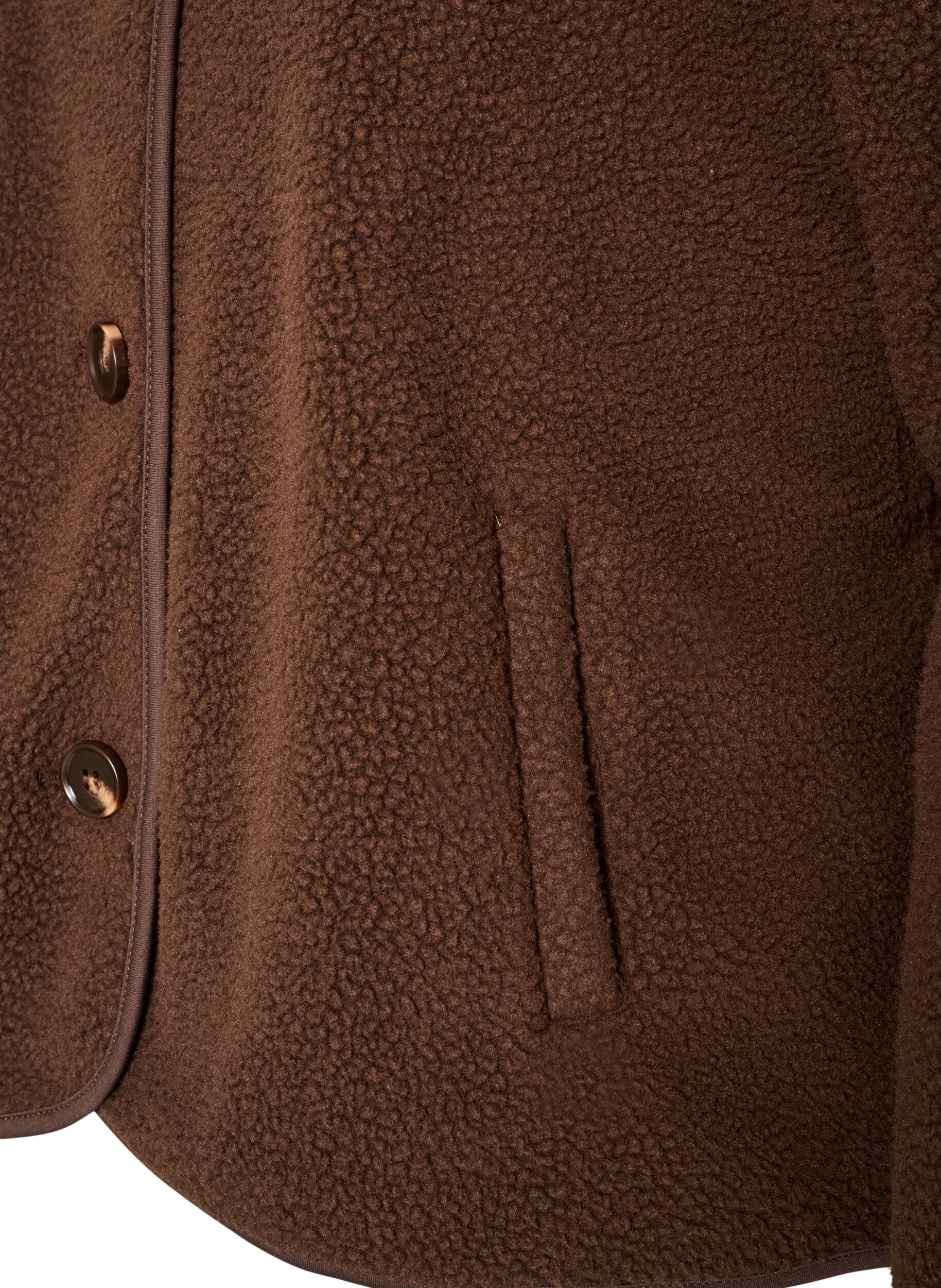 ZizzifashionTeddy jacket with a round neck and buttons, Brown, Packshot image number 3