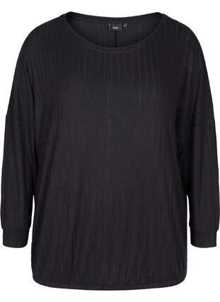 Long-sleeved textured blouse, Black, Packshot image number 0