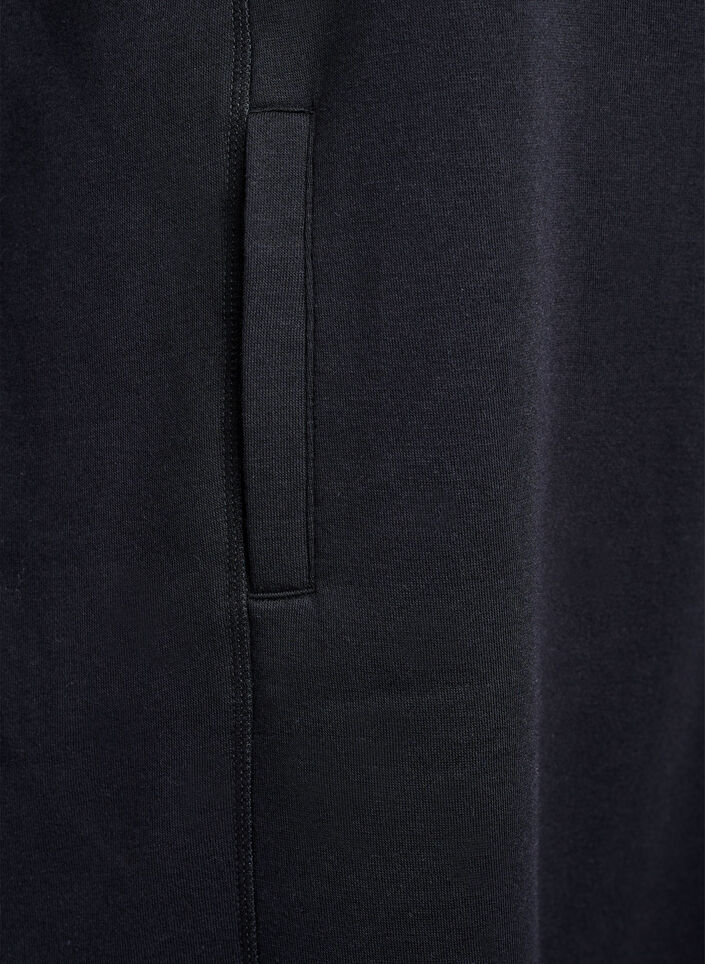 FLASH - Short sweatshirt dress with high collar and pockets, Black, Packshot image number 3