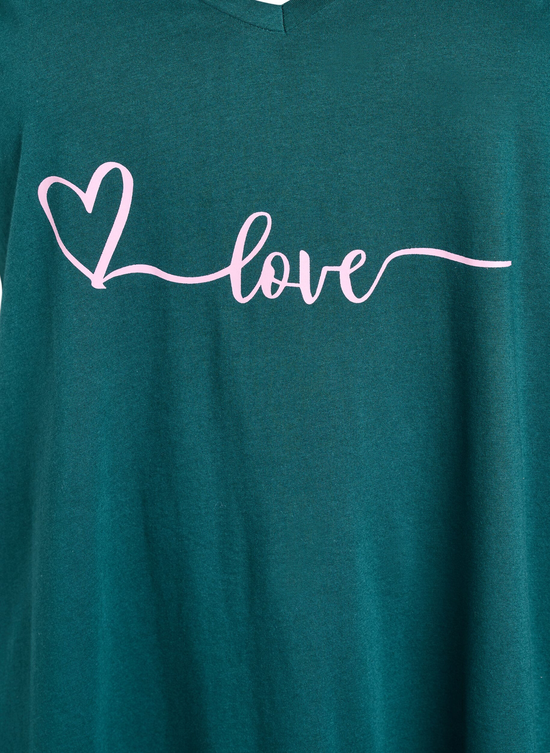 Zizzifashion Organic cotton nightgown with v-neck, Green, Packshot image number 2