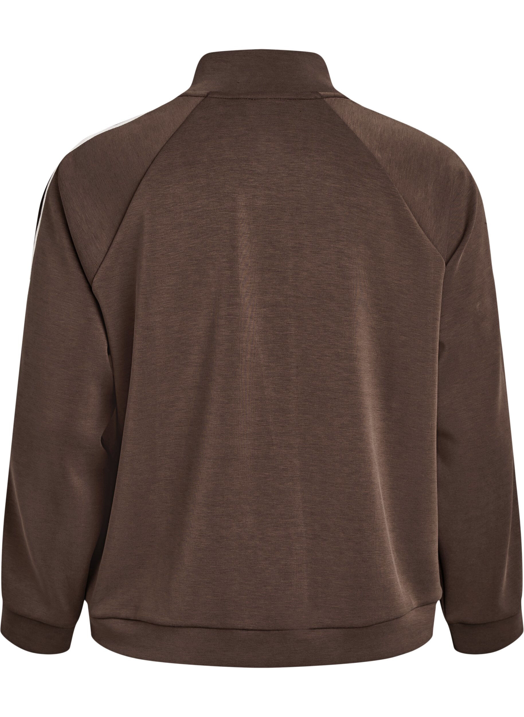 Zizzifashion High-neck training top with stripes on the sleeves, Brown, Packshot image number 1