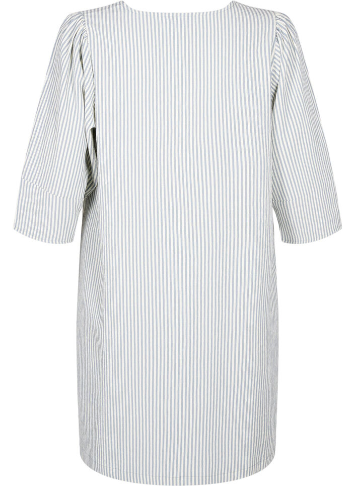 Striped dress with 3/4 sleeves, Blue Stripe, Packshot image number 1