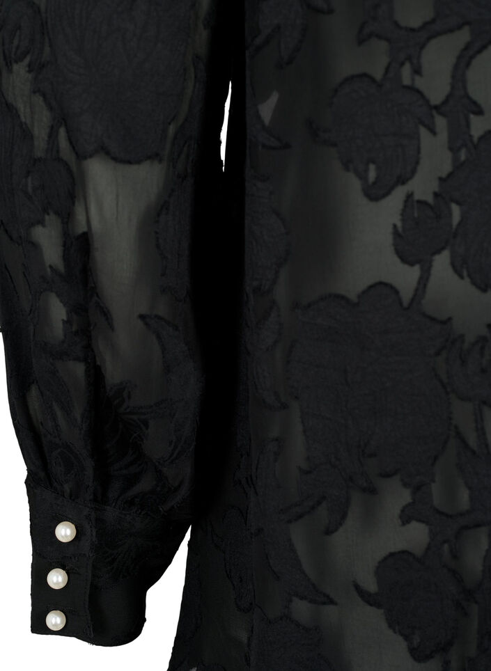 Jacquard shirt with pearl buttons, Black, Packshot image number 3