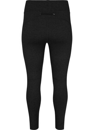 Gym leggings with back pocket and fleece, Black, Packshot image number 1