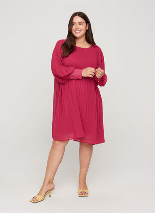 Long-sleeved dress with pleats, Vivacious, Model image number 2