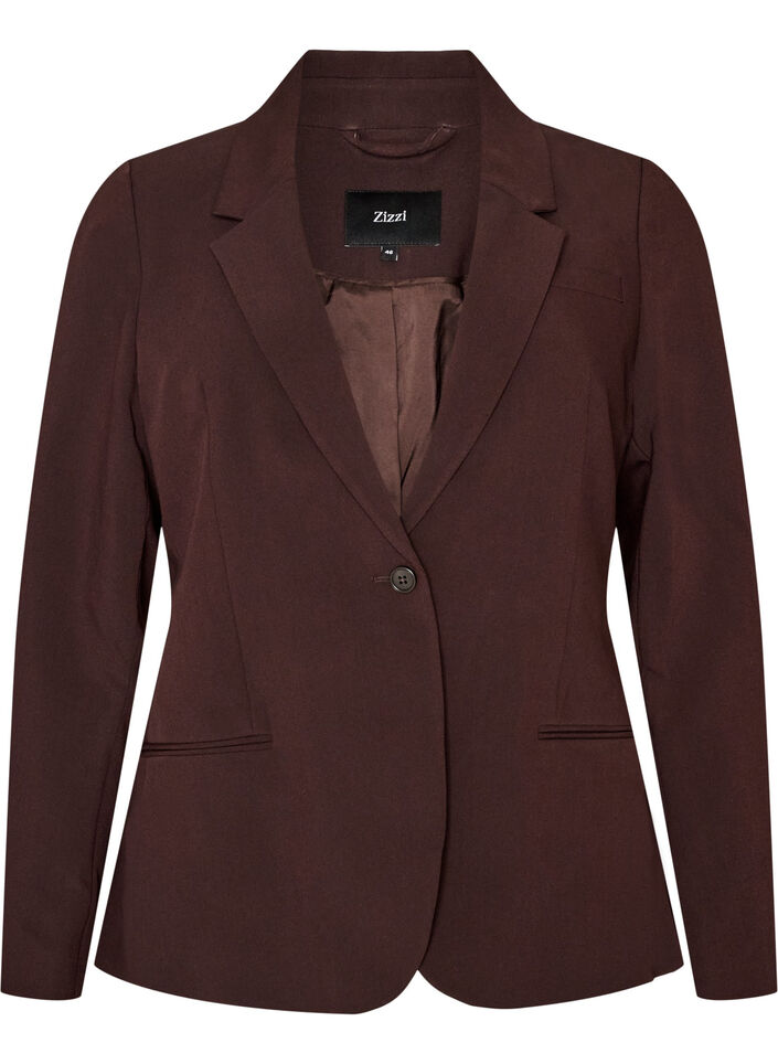Classic blazer with a single button closure, Brown, Packshot image number 0