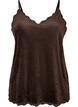 Velour top with lace trim, Brown, Packshot image number 0