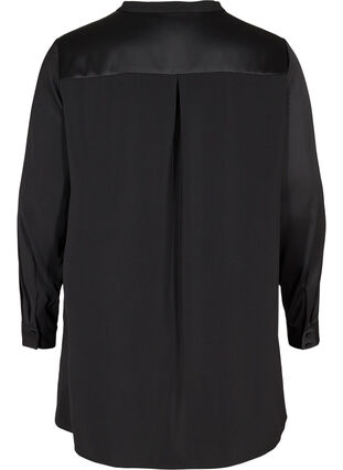 Long, solid-coloured shirt with breast pocket, Black, Packshot image number 1