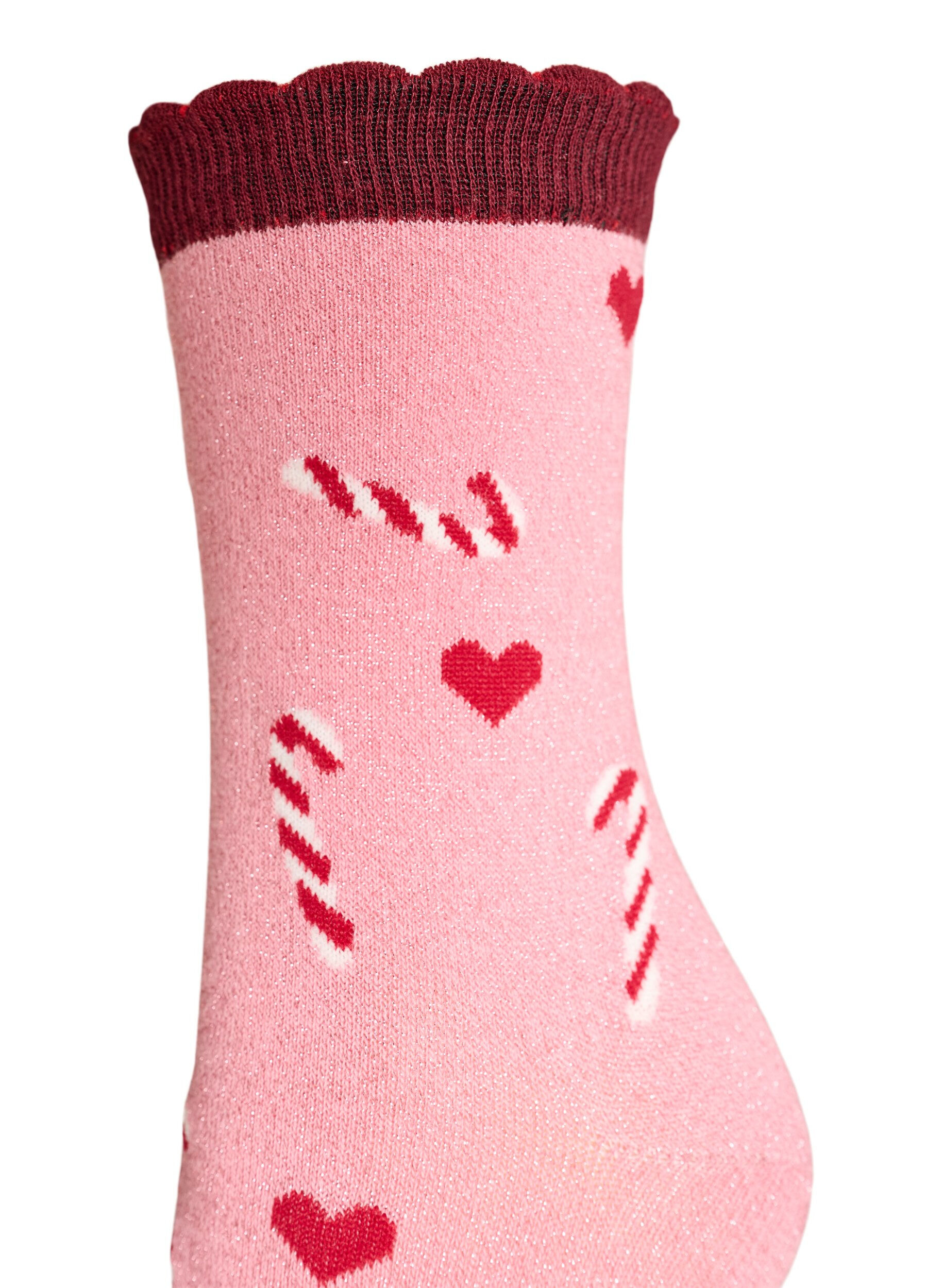 Zizzifashion2-pack Christmas socks, Pink, Packshot image number 2