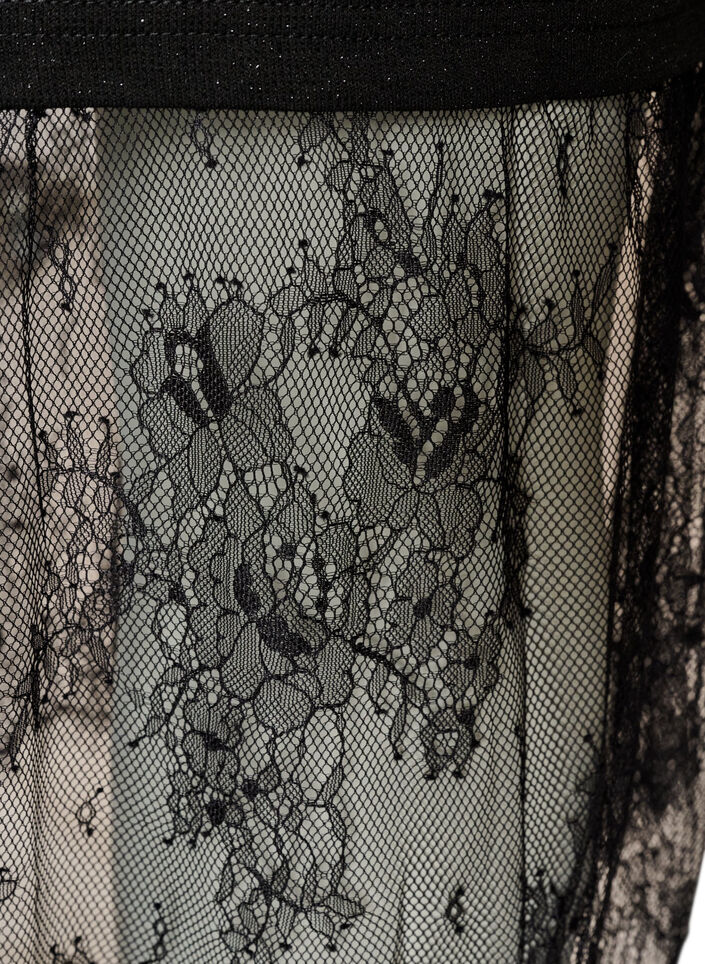 Jersey dress with glitter and lace trim, Black, Packshot image number 3