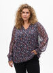 Blouse with floral print and glitter thread, Blue, Model image number 0