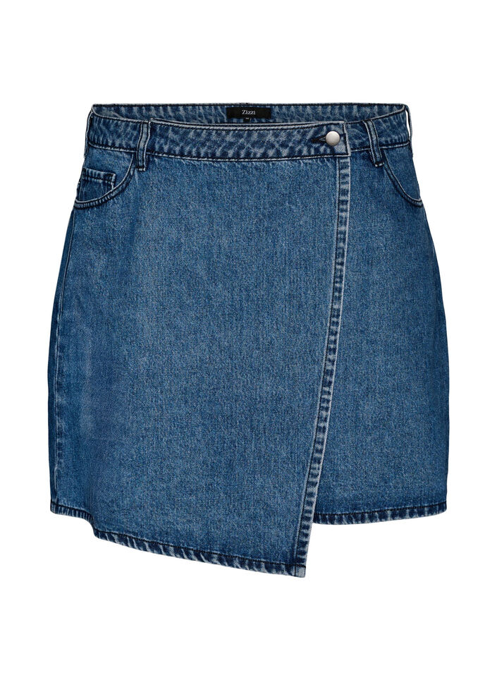 Short A-line denim skirt, Blue, Packshot image number 0
