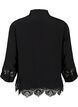 Viscose shirt with 3/4 sleeves and embroidery details, Black, Packshot image number 1