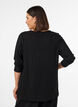 Jersey blouse with ribbed structure and long sleeves, Black, Model image number 2