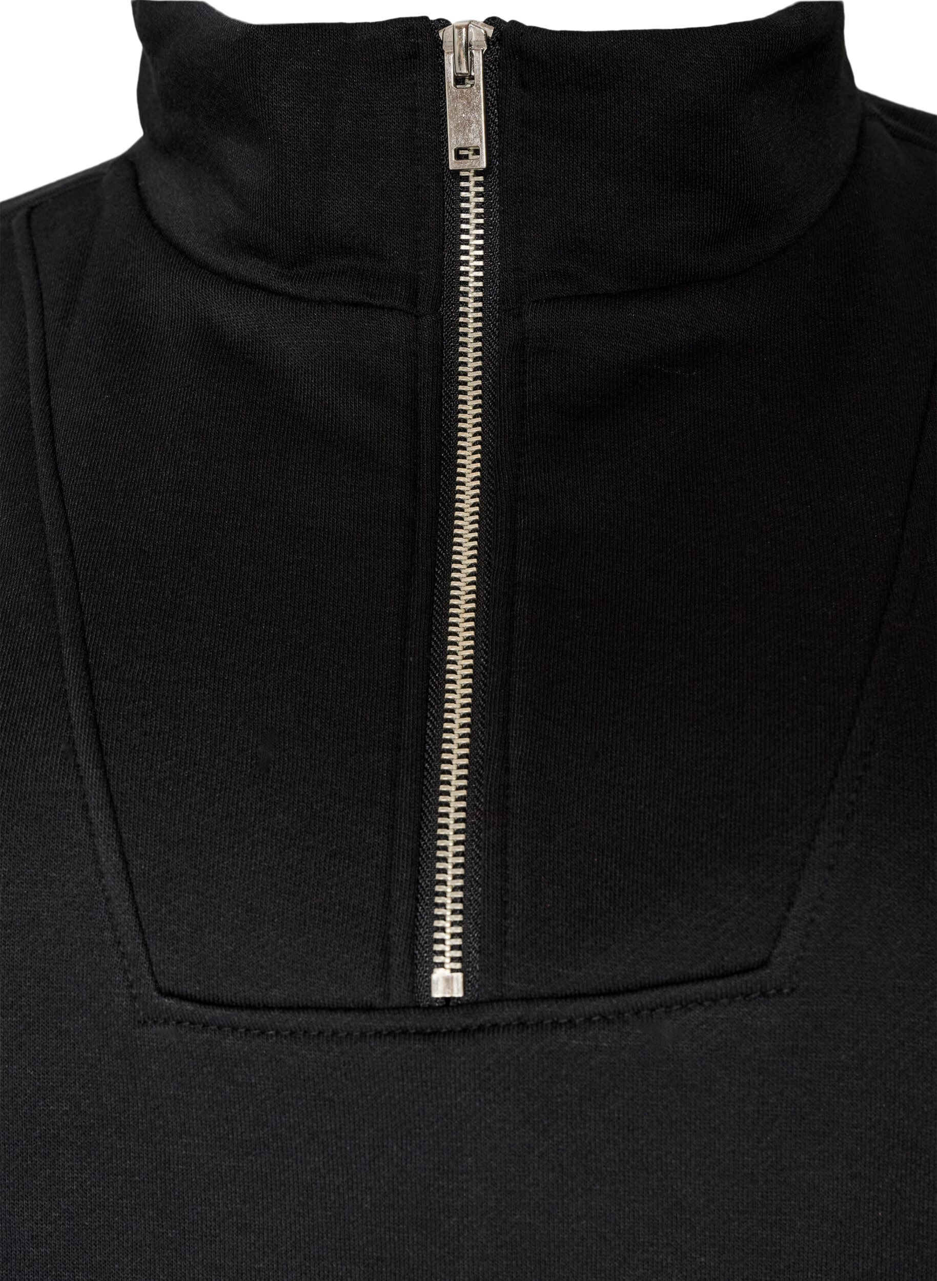 ZizzifashionSweatshirt with high collar and zipper, Black, Packshot image number 2