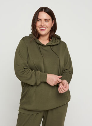 Sweatshirt with pockets and hood, Ivy Green, Model image number 0