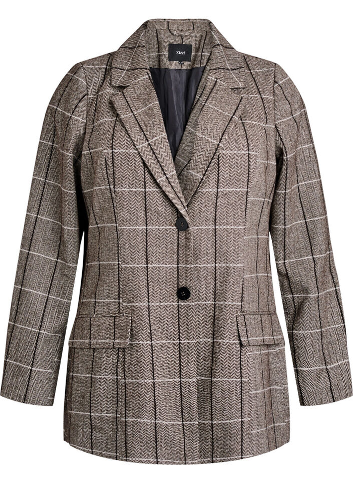 Classic checked blazer, Grey, Packshot image number 0