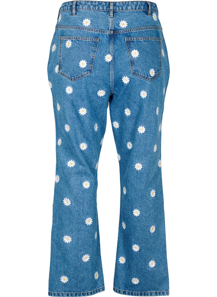 High waist Gemma jeans with daisies, Light Blue, Packshot image number 1